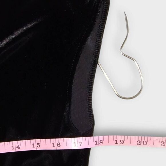 Maggy L Womens Dress‎ Sz 8 Black Velvet Stretch Jersey Midi Holiday Bodycon Vtg - Picture 11 of 11
